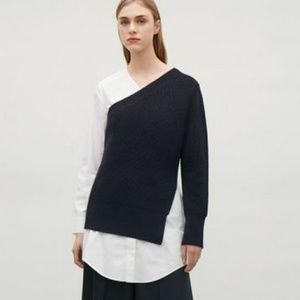 COS Asymmetrical Knitted Sweater Top with Shirt